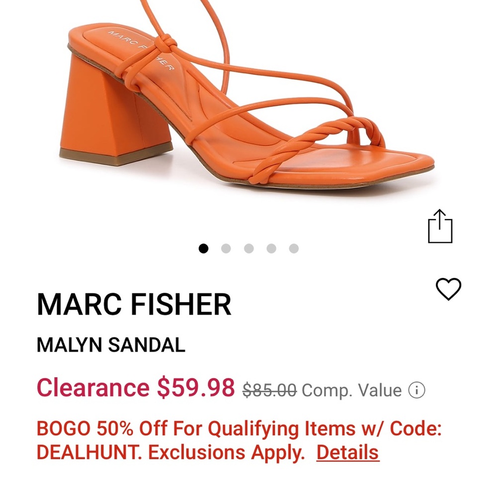 Marc Fisher Vibrant Orange Block Heel Sandals